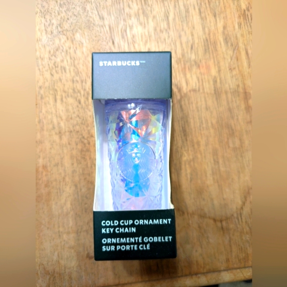 Starbucks Cold Cup Ornament Keychain Winter 2023 Purple Clear Crystal Tumbler